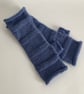 FINGERLESS MITTS , wristwarmers .'Tamar Valley'  Alpaca,wool. Dusky blue. - Image 5