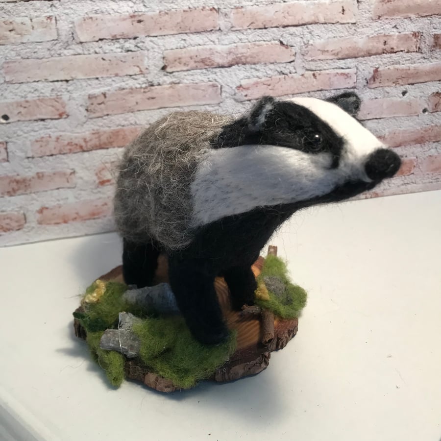 Badger needle felted animal 