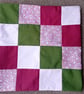 Patchwork cushion cover in olive green, crimson and pink.  - Image 4