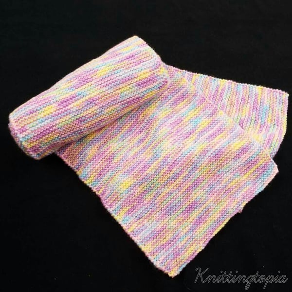 Hand knitted ladies long and wide winter scarf in pastel tones Seconds Sunday