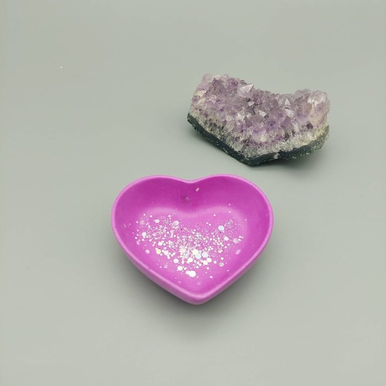Heart Jewellery Dish, Jesmonite Trinket Dish, Jewellery Dish, Purple Heart Dish