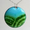 Rolling hills pendant in enamelled copper 140