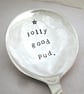 Jolly Good Pud, Handstamped Vintage Fruit Spoon - Image 1