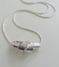 Silver birch bark scroll pendant - textured recycled silver - Image 8