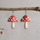 Half-Round Red Spotty Mushroom Earrings II