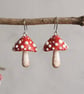 Half-Round Red Spotty Mushroom Earrings II - Image 1