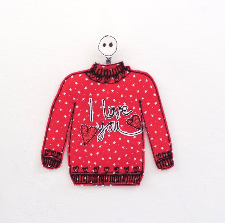 Miniature Valentine Jumper 'I Love you' Folksy
