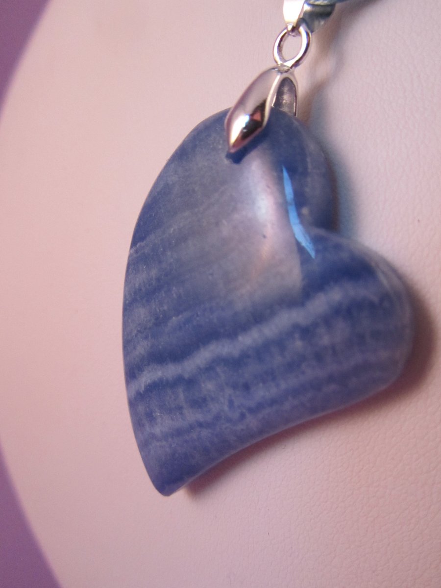 Blue Jasper Heart Pendant Necklace, Blue Heart Necklace, Blue Heart Pendant