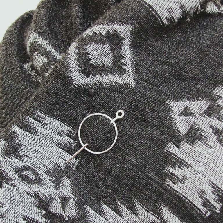 Shawl Pin, Small Sterling Silver Circle & Pin for Scarf, Shawl, Cardi or Wrap