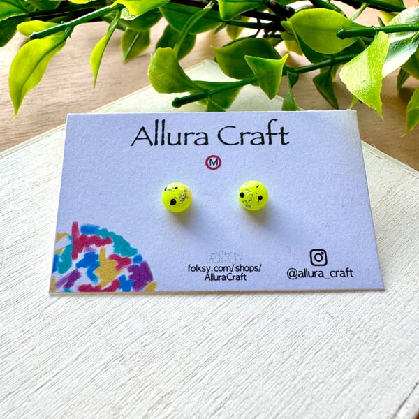 Neon Yellow Micro Stud Earrings 