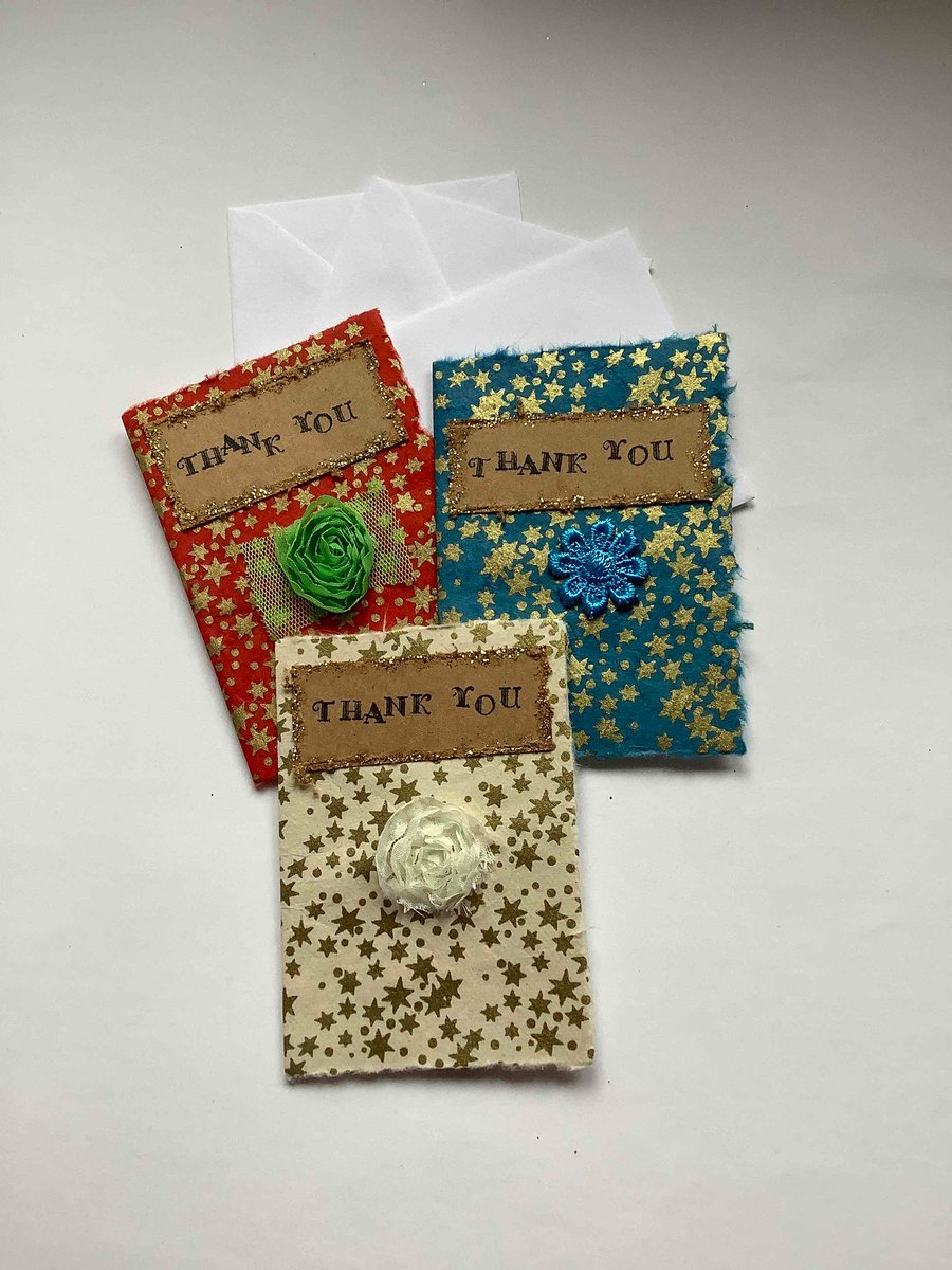   3 starry handmade thank you cards