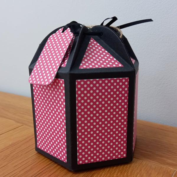 Red Dot design hexagonal gift box, handmade
