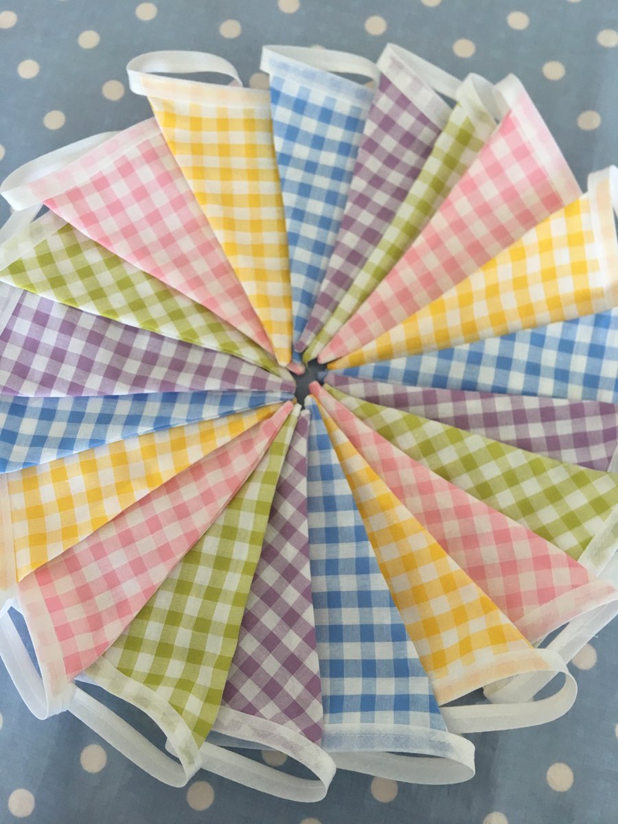 Gingham bunting cotton fabric ,wedding,party flags