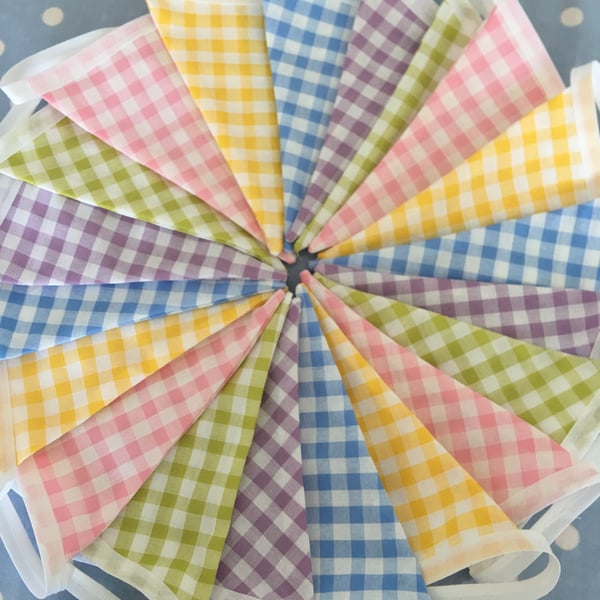 Gingham bunting cotton fabric ,wedding,party flags