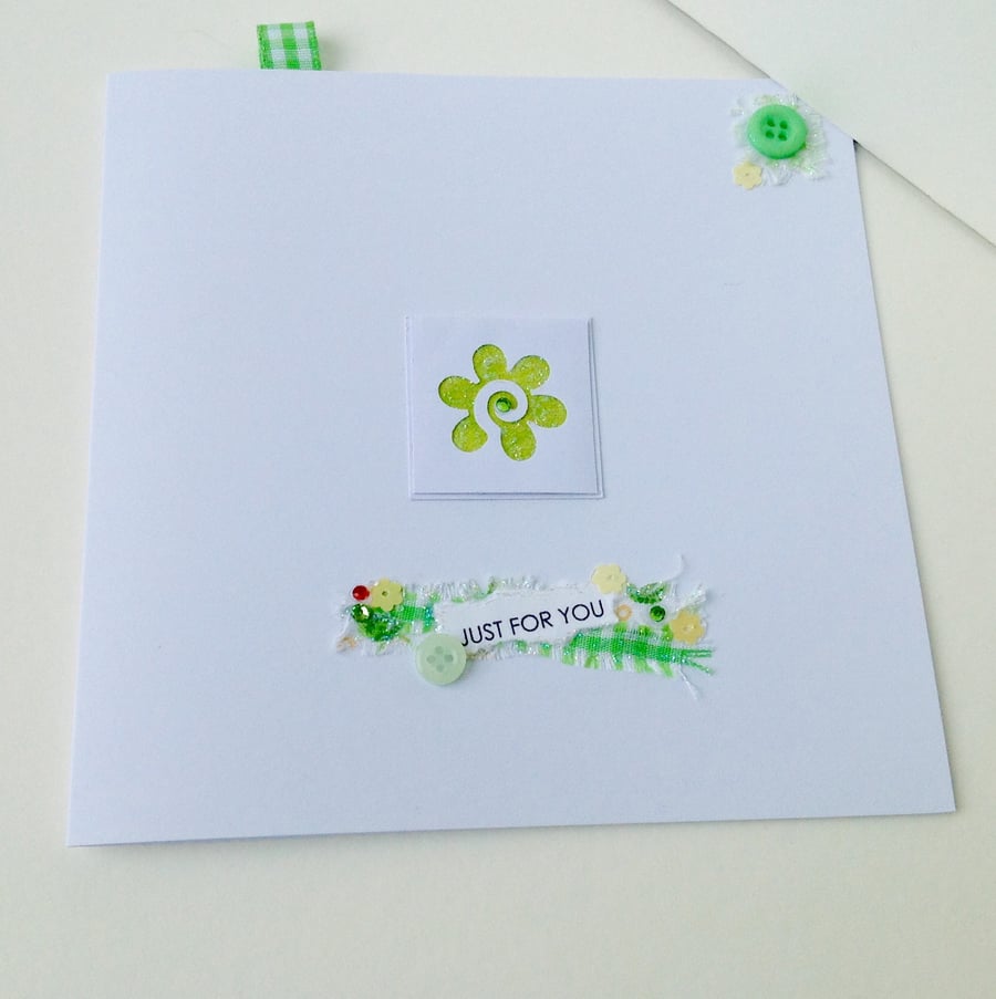 Open Greeting Card,Just for You,Handmade Collage Design,Can Be Personalised