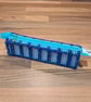 Pencil case - column pattern, blue, purple, green mix, blue zip, green charm - Image 5