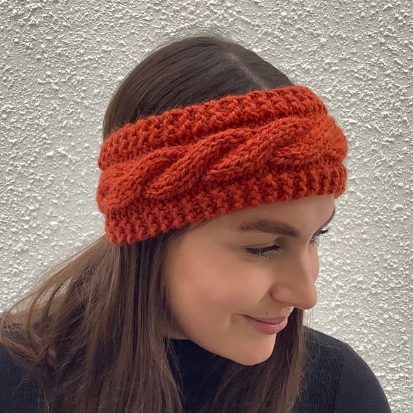 EARWARMERS , headband. Alpaca, wool blend . Supersoft .'Copper Beech' 