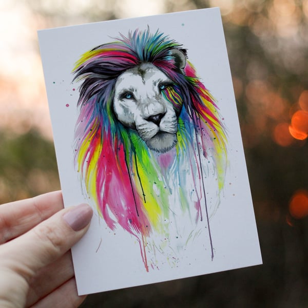 Lion Birthday Card, Lion Birthday Card, Personalized Lion Card, Friend Greeting 