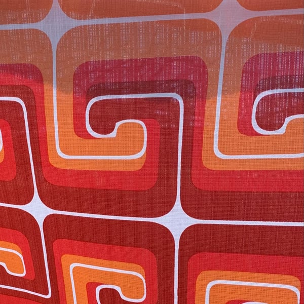 RARE Op Art Space Age Orange 50s 60s 70s Vintage Fabric for Wall art perhaps