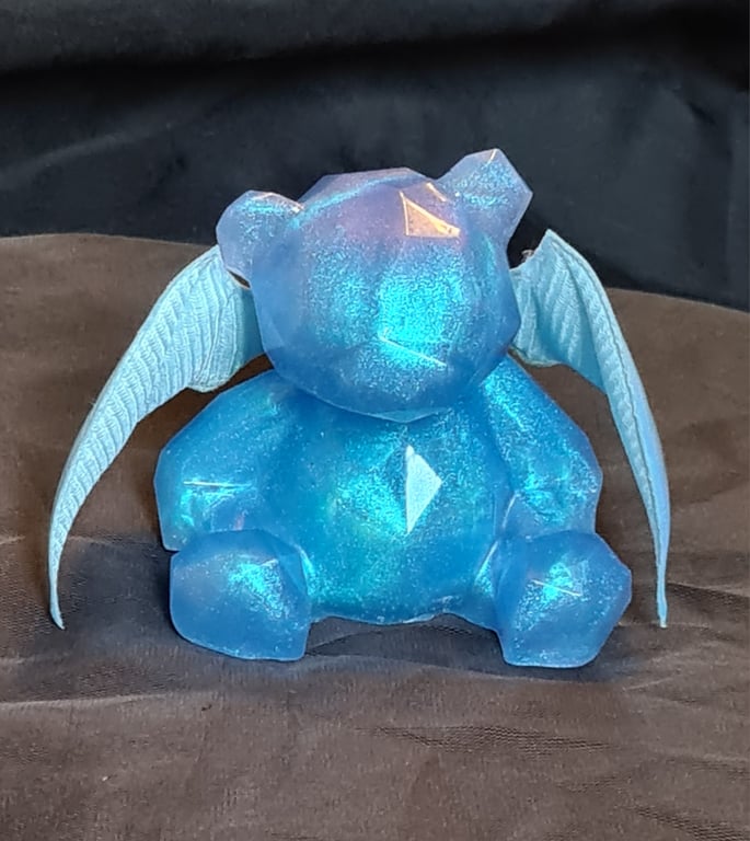 Bat-Bear - Resin Art Figurine - Blue - Ocean