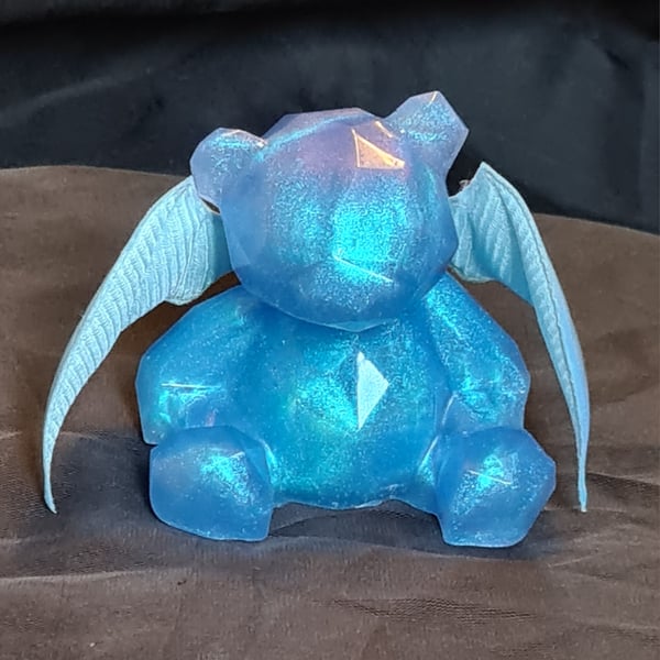Bat-Bear - Resin Art Figurine - Blue - Ocean