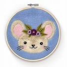 The Crafty Kit Company 'Floral Mouse In A Hoop' Needle Felting Kit