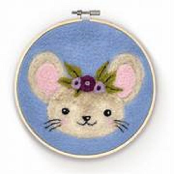 The Crafty Kit Company 'Floral Mouse In A Hoop' Needle Felting Kit