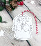 Coloured By Christmas Card & Gift Tag - Girl Angel - Personalised  - Image 5