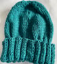 Adult Hand Knitted Jade Green Beanie Hat - Image 2