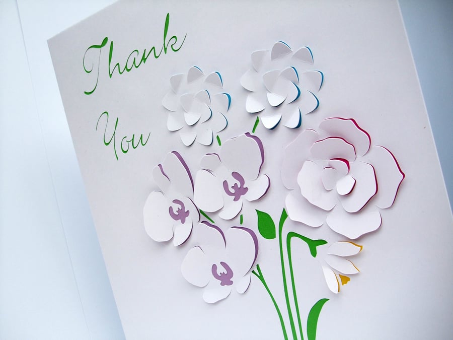 Large Personalised Card - Paper Cut Flowers