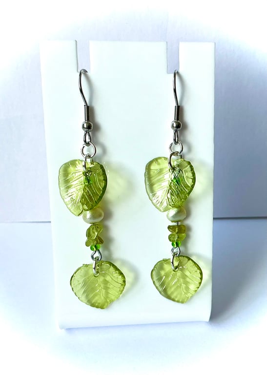 Peridot & Pearl Drop Earrings