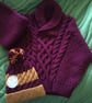Boys Cross over Aran Jumper and Bobble hat - Harry Potter colours - Image 1