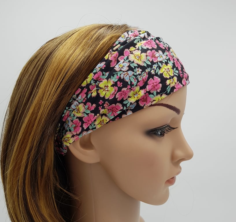 Viscose jersey headband, wide hair bandanna, workout, hippie, sports, gym, yoga