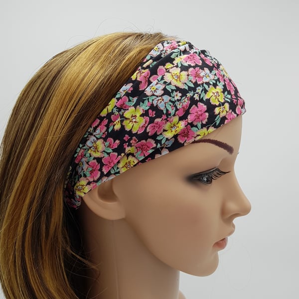 Viscose jersey headband, wide hair bandanna, workout, hippie, sports, gym, yoga