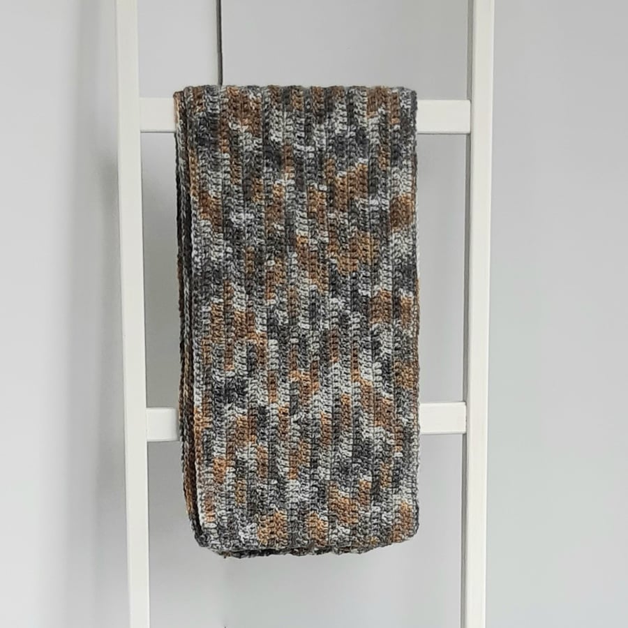 Handmade ochre and Grey adult classic scarf