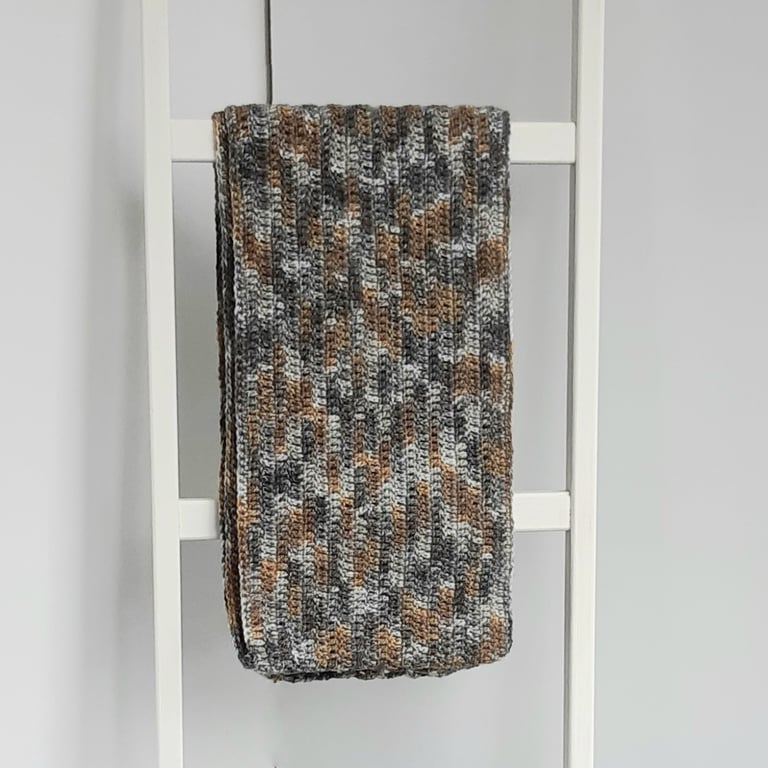 Handmade ochre and Grey adult classic scarf