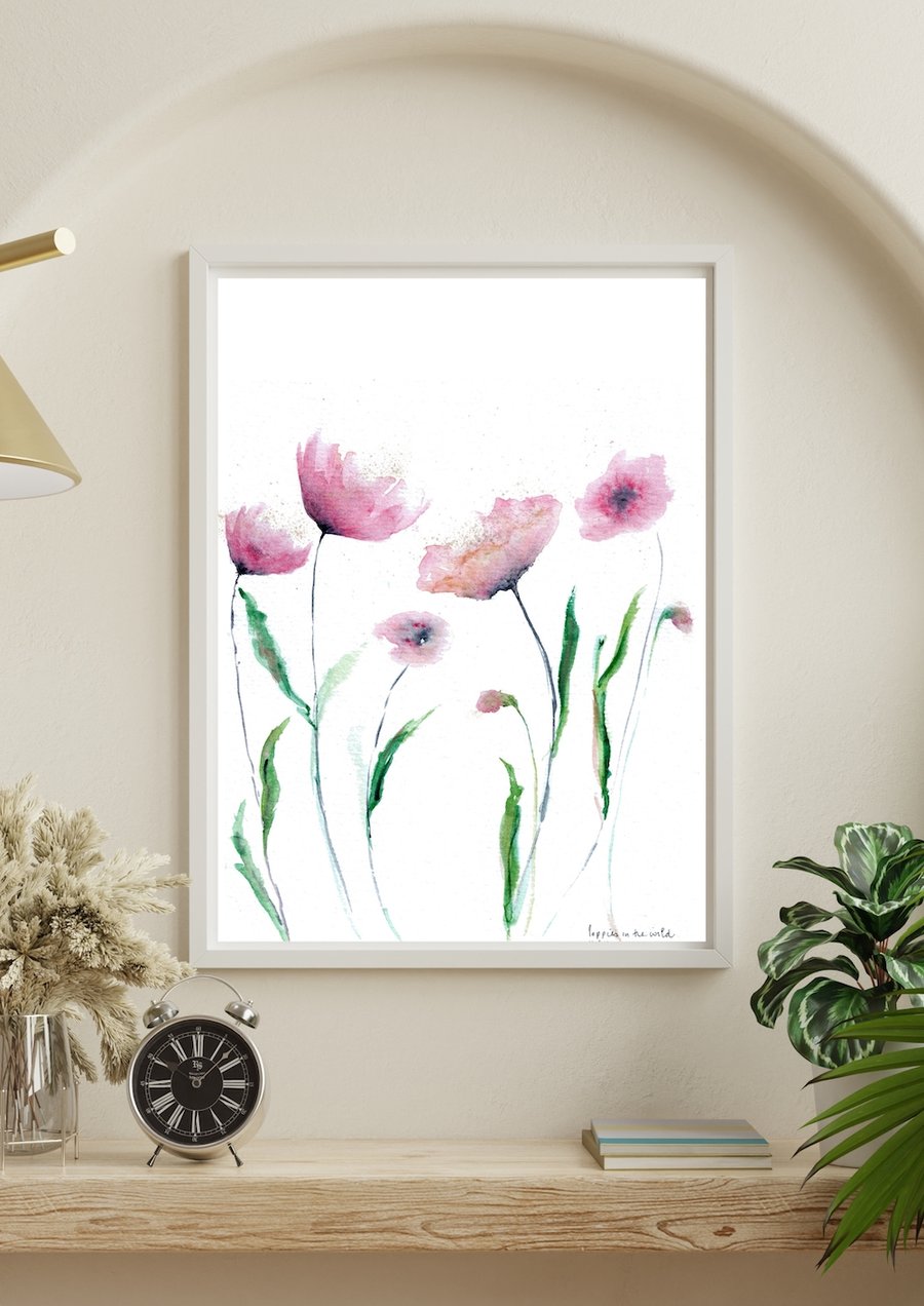 Poppies in the Wild (watercolour print)