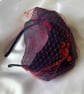 Navy Blue & Red Berry Fascinator Hat with Netting - Image 3