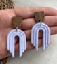 Boho Statement Jewellery - Textured Lavender Rainbow Arch Earrings  - Image 3