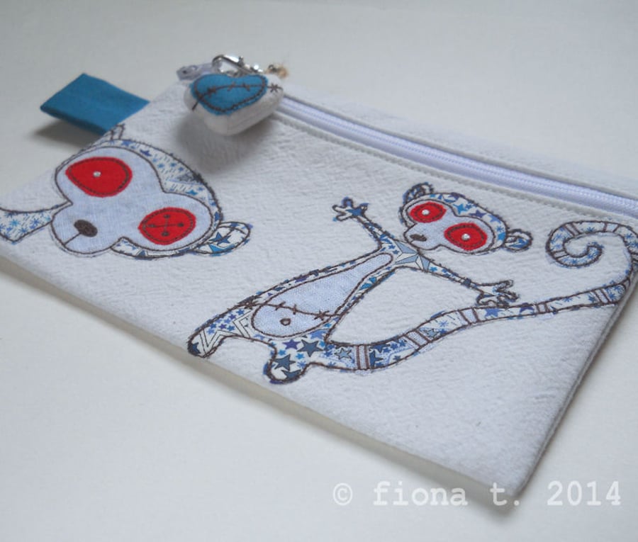 embroidered zombie lemur purse