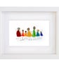Rainbow People - Sea Glass & Pebble Picture - Framed Handmade - Wall Art Decor
