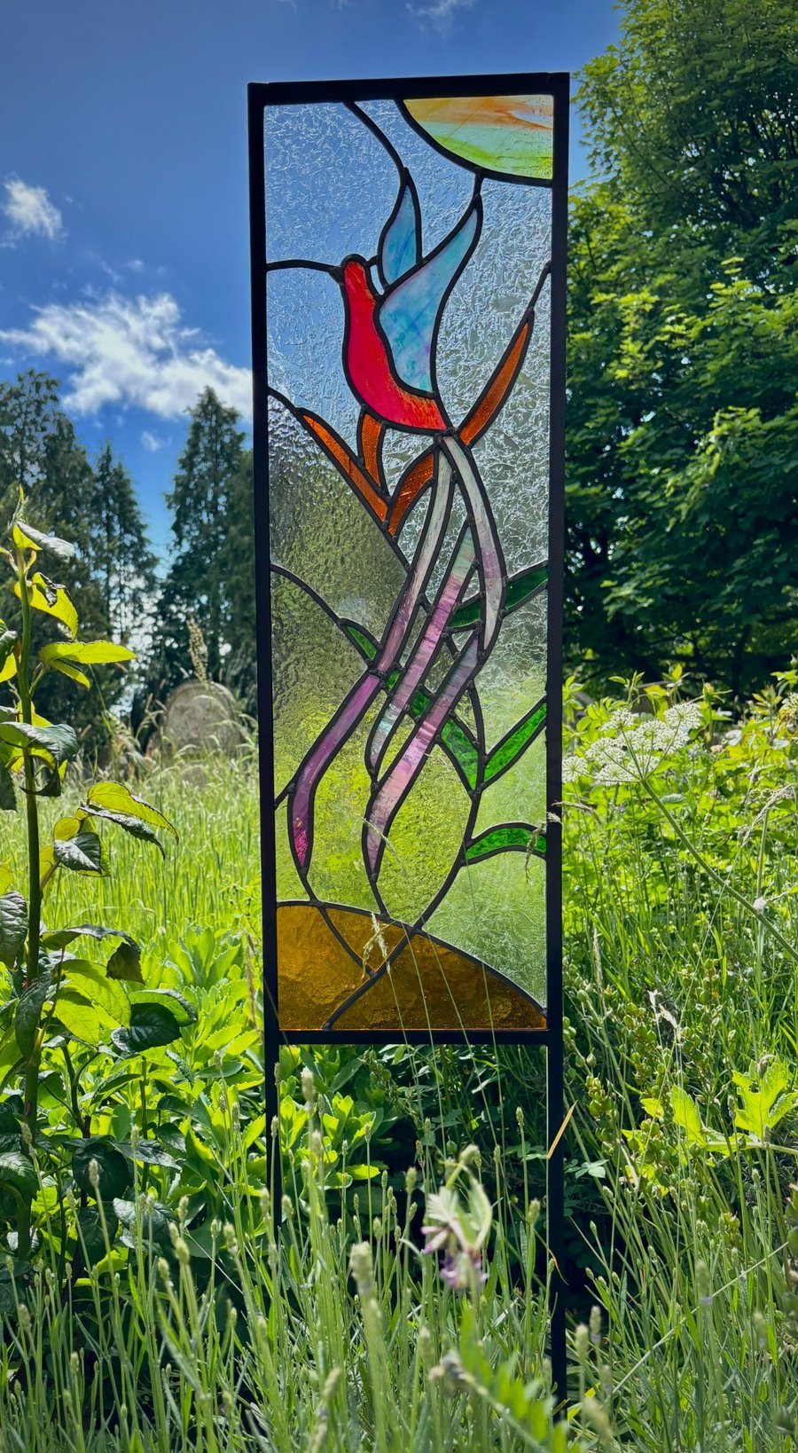 bird of paradise stained glass garden sculpture. (Option for a pair) NEW PRICE
