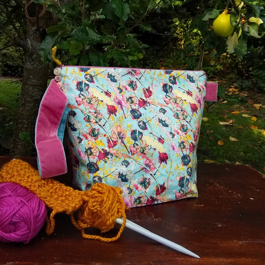 Floral zip project bag