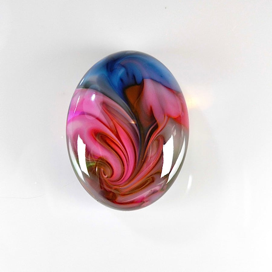 Large Fantasy Oval Cabochon in Pinks & Blues, hand made cabochons