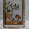 3D Luxury Handmade Christmas Card Season's Greetings Robin Mince Pie Hellebores