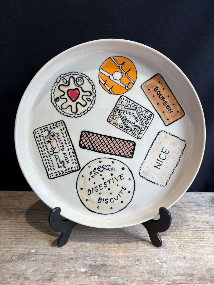 Biscuit Selection Plate - wheelthrown hand painted and glazed stoneware
