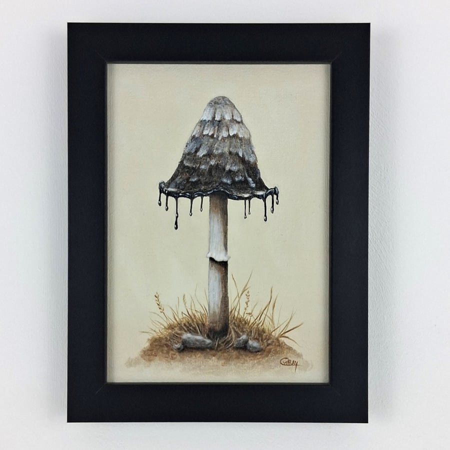 Ink Cap Mushroom Acrylic Painting