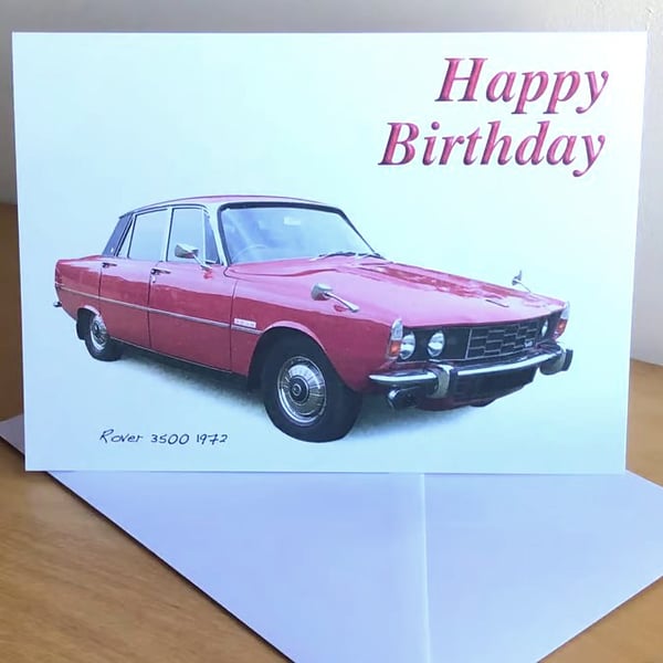 Rover 3500 P6 1972 (Red) - Birthday, Anniversary, Retirement or Plain Card