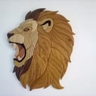 Hand crafted wood lion