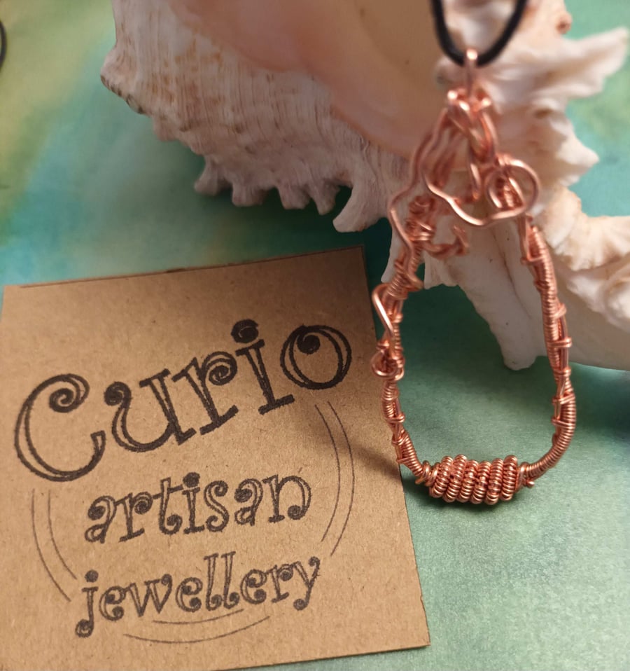 Long teardrop copper pendant